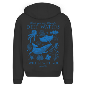 Oversize Zipper Hoodie deep waters isaiah 43:2