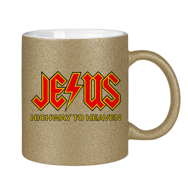 Glitzertasse jesus highway to heaven