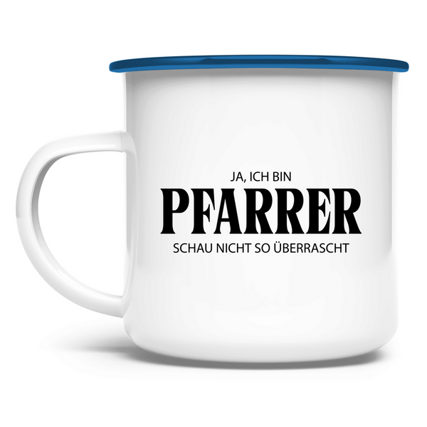 Emaille Tasse ja, ich bin pfarrer