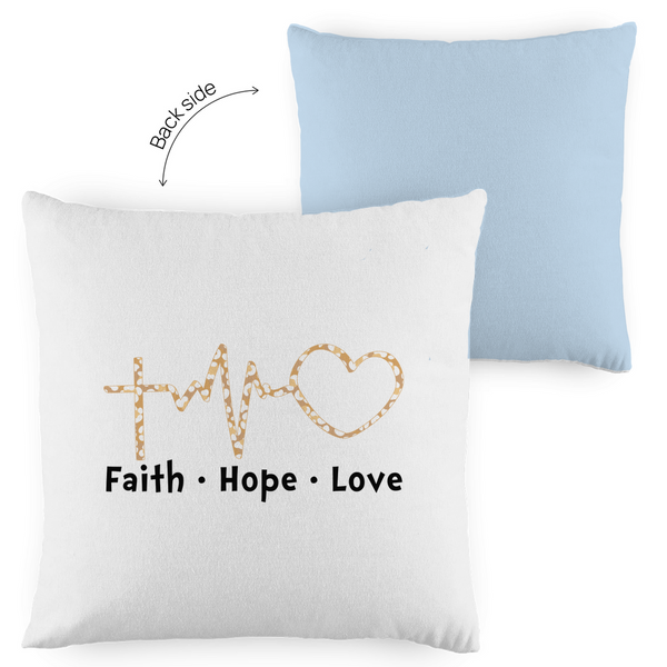 Kopfkissen zweifarbig faith hope love