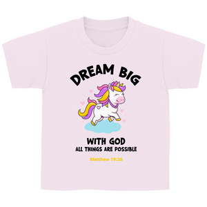 Kinder T-Shirt with god all things are possible matthew 19:26