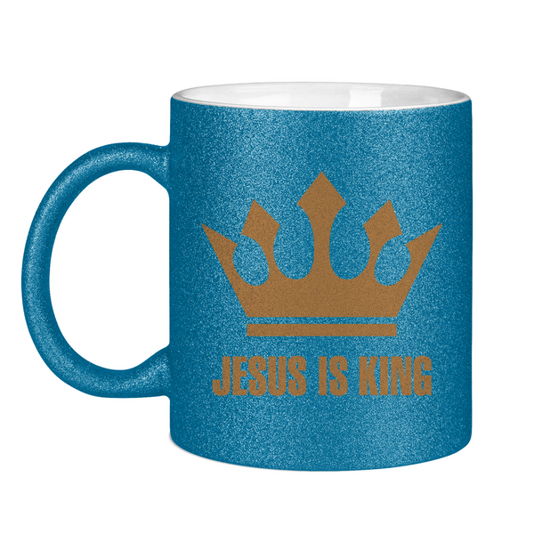 Glitzertasse jesus is king krone