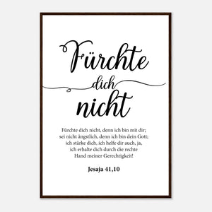 Fürchte dich nicht Jesaja 41,10 Poster mit Holzrahmen