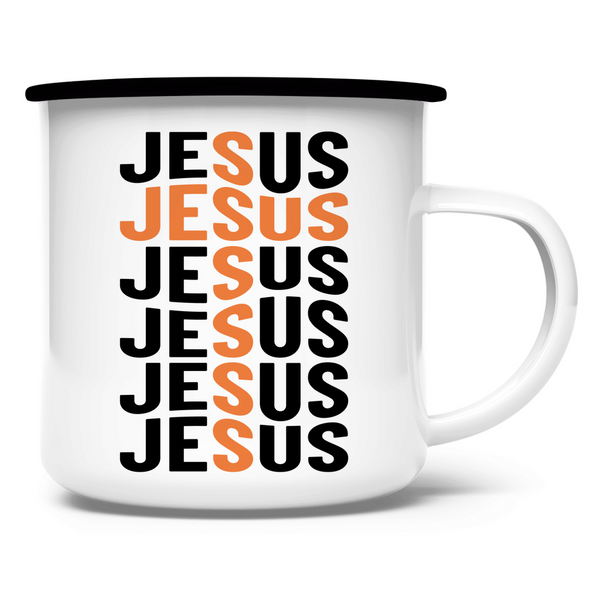 Emaille Tasse jesus schriftzug