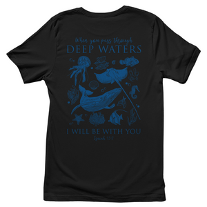 Damen T-Shirt deep waters isaiah 43:2