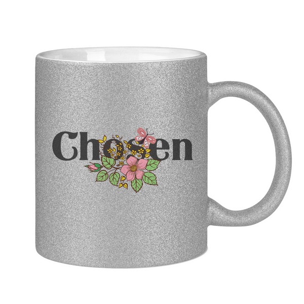 Glitzertasse chosen blumen