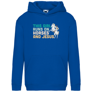 Kinder Hoodie this girl runs on horses and jesus