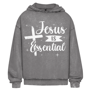 Oversize Washed Hoodie jesus is essential