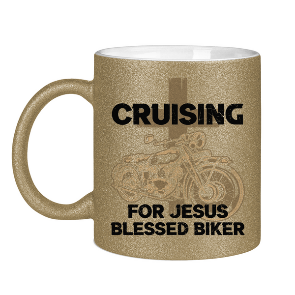 Glitzertasse cruising for jesus blessed biker