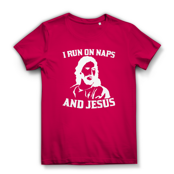 Damen Bio T-Shirt i run on naps and jesus