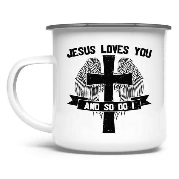 Emaille Tasse jesus loves you and so do i