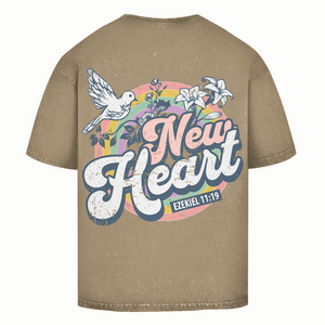 Oversize Washed T-Shirt new heart ezekiel 11:19
