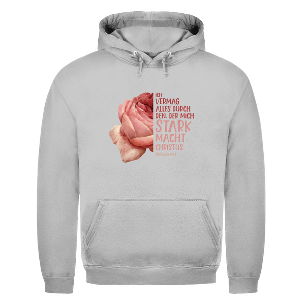 Herren Hoodie der mich stark macht rose philipper 4:13