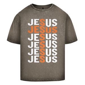 Oversize Washed T-Shirt jesus kreuz