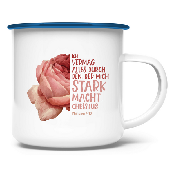 Emaille Tasse der mich stark macht blume