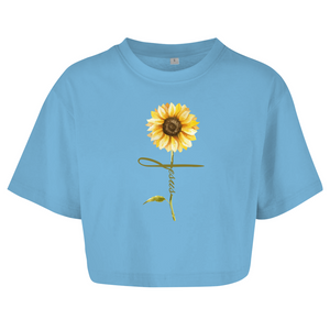Damen Oversize Crop Top jesus sonnenblume