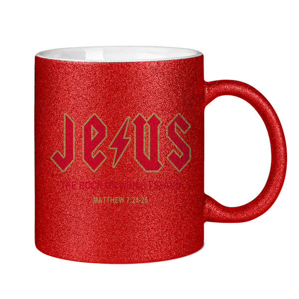 Glitzertasse jesus the rock matthew 7:24-25