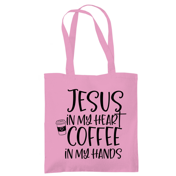 Tragetasche jesus in my heart coffee in my hands