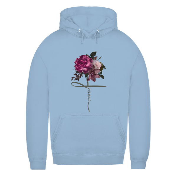 Damen Hoodie jesus blumen