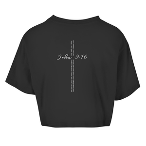 Damen Oversize Crop Top for god so loved the world john 3:16