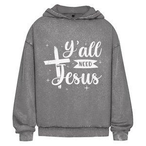 Oversize Washed Hoodie all you need jesus