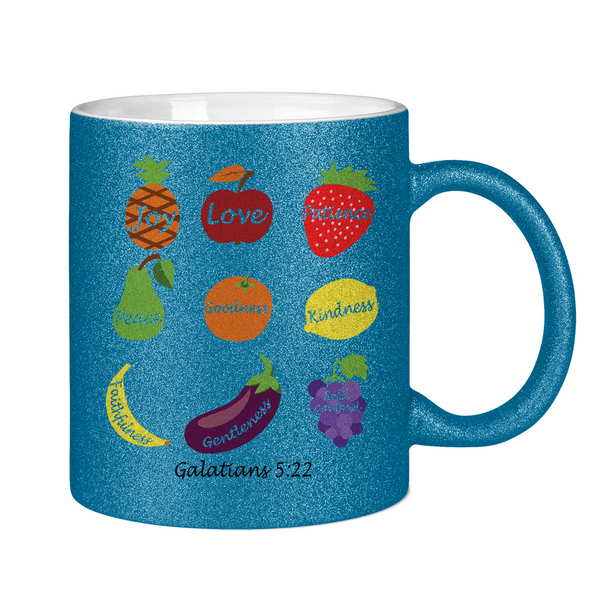 Glitzertasse joy love peace galatians 5:22