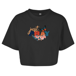Damen Oversize Crop Top just pray