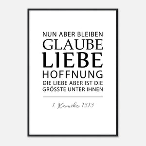 glaube liebe hoffnung 1. korinther 13.13 Poster mit Holzrahmen