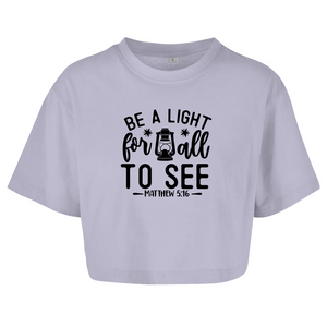 Damen Oversize Crop Top be a light for all to see matthew 5:16
