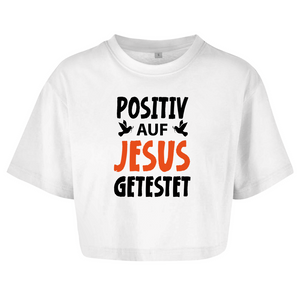 Damen Oversize Crop Top positiv auf jesus getestet