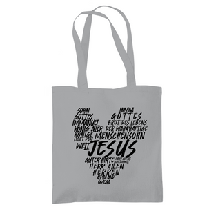 Tragetasche jesus herz wordcloud
