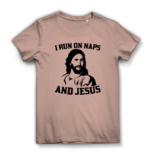 Damen Bio T-Shirt i run on naps and jesus