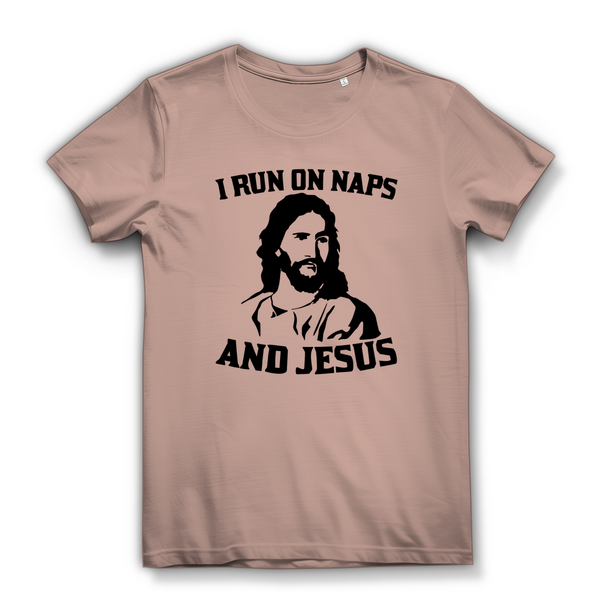 Damen Bio T-Shirt i run on naps and jesus