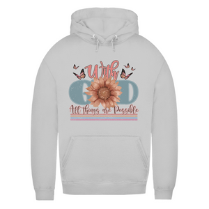 Damen Hoodie with god all things are possible