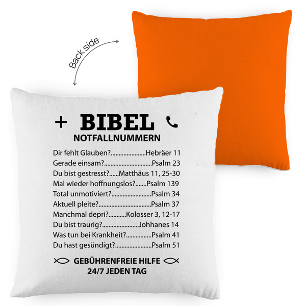 Kopfkissen zweifarbig bibel notfallnummern