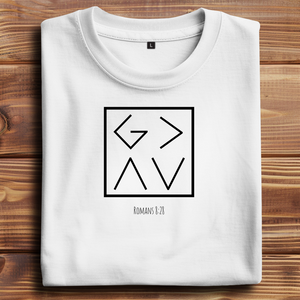 Oversize T-Shirt god is greater romans 8:28