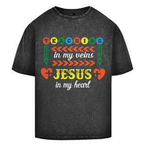 Oversize Washed T-Shirt teaching in my veins jesus in my heart