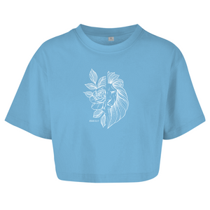 Damen Oversize Crop Top Blume Löwe jesaja 33,17