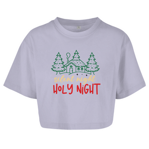 Damen Oversize Crop Top silent night holy night