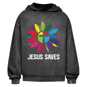 Oversize Washed Hoodie jesus saves