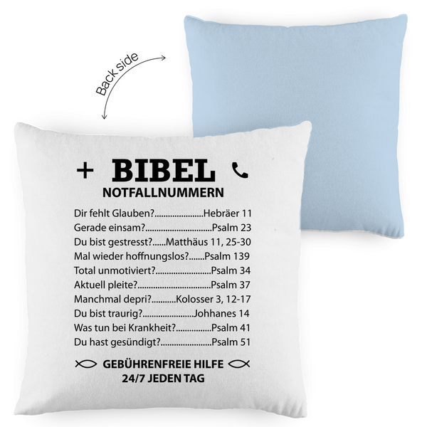 Kopfkissen zweifarbig bibel notfallnummern