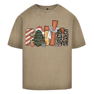 Oversize Washed T-Shirt faith weihnachtsmotiv