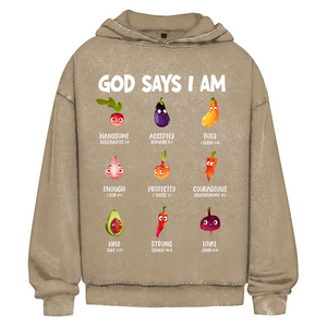 Oversize Washed Hoodie god says i am handsome