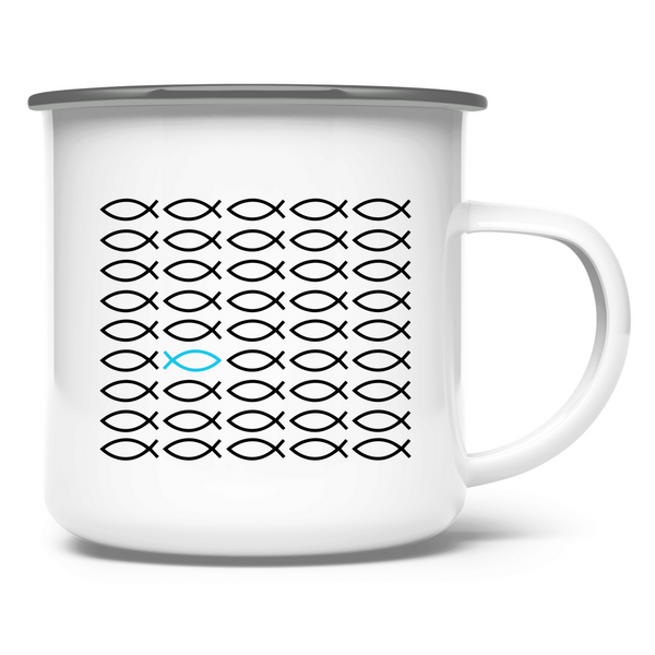 Emaille Tasse Ichthys fisch christliches symbol