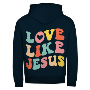 Zipper Hoodie love like jesus retro
