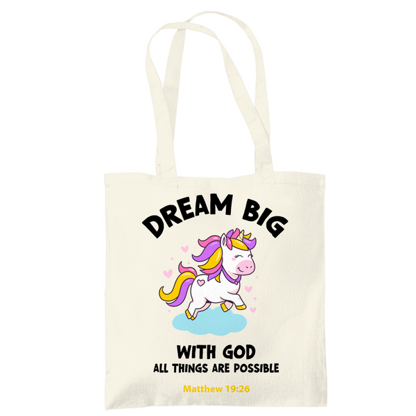 Tragetasche einhorn all things are possible matthew 19:26