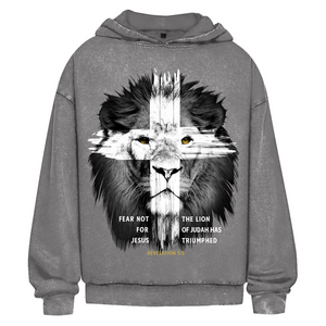 Oversize Washed Hoodie fear not for jesus revelation 5:5
