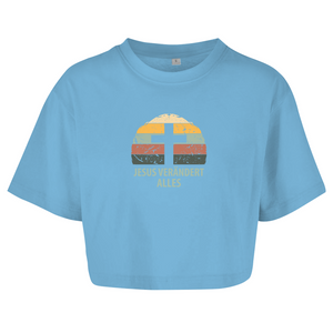 Damen Oversize Crop Top jesus verändert alles