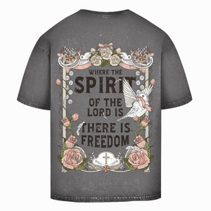 Oversize Washed T-Shirt where the spirit of the lord