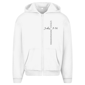 Oversize Zipper Hoodie for god so loved the world john 3:16